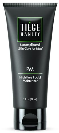Tiege Hanley Face Moisturizer for Men, Nighttime Facial Moisturizer With Collagen, Hyaluronic Acid, and Peptides, Hydrating Overnight Face Cream, Gentle on Sensitive Skin, Men’s Skin Care, 2.5 FL Oz