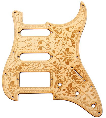 Alnicov 11 Loch Holz Gitarre Pickguard Ahornholz mit dekorativem Blumenmuster für ST E-Gitarren (SSH)