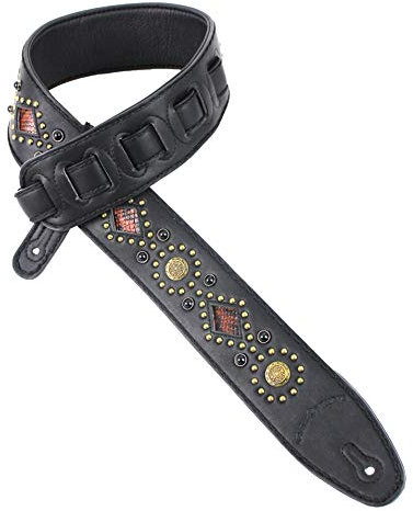 Walker And Williams GTR-20-BB Sedona Spezieller gepolsterter Gurt mit Nieten und Nieten, Schwarz