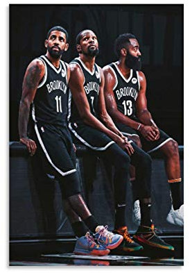 James Harden, Kevin Durant und Kyrie Irving Poster Basketball Sport Poster 1 Leinwand Wanddekoration Kunst Gemälde Druck für Büro Wohnzimmer Wohnheim – Geschenke für Freund Mann 30 x 45 cm