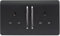 Trendi Artistic Modern 2 Gang 13 Amp Long Switched Plug Socket Matt Black