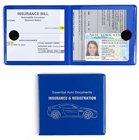 UYYE Porta tessera di registrazione e assicurazione auto, organizer per vano portaoggetti auto, accessori per interni auto, per documenti, carte, patente, confezione da 2