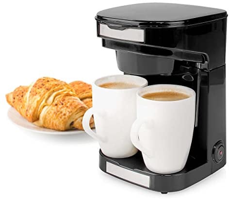 Ex-Pro Dual Coffee Maker, Easy to Use Two Cup Machine with Reusable Filter, 250ml Capacity and 2 Ceramic Cups, 450W