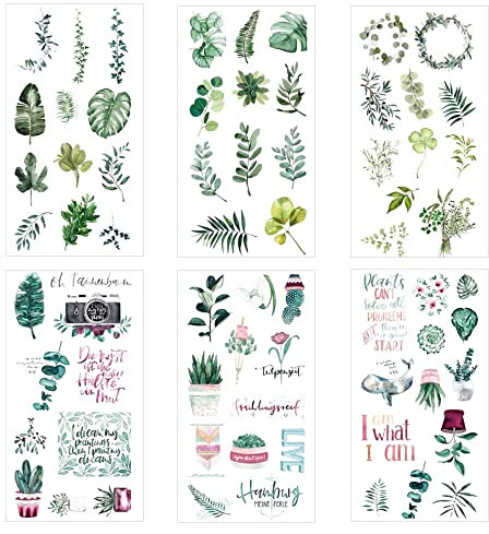 TXErfolg 18 Blatt Scrapbooking Sticker Blätter Aufkleber Bunte Sticker Pflanzen Sticker Set aus Washi Selbstklebend Blatt Aufkleber für Tagebuch Fotoalbum DIY Handwerk Notizbuch Tasse Computer Deko