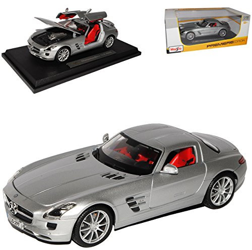 Mercedes-B SLS AMG Gullwing Coupe Silber C197 Ab 2009 1/18 Modell Auto mit individiuellem Wunschkennzeichen
