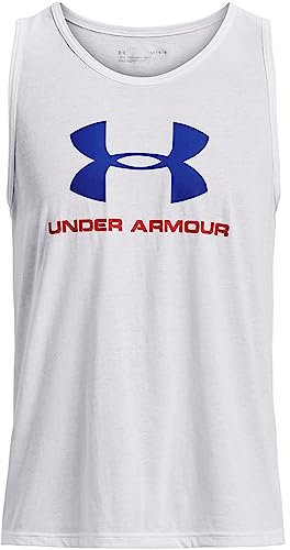 Under Armour Herren UA Sportstyle Logo Tank T-Shirt, Weiß/Royal, XXL