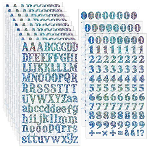 12 Blätter Selbstklebend Buchstaben Aufkleber Kleine Vinyl Alphabet und Zahlen Sticker Abschlusskappe Craft Scrapbooking Klebe Nummer Buchstaben Basteln für DIY Deko (Blumenfarbe)