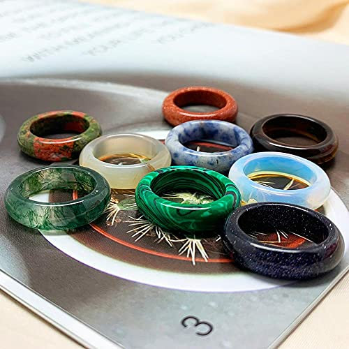 DarryDooly Momiji Echter Naturstein Ring für Damen Opal Tigerauge Malachit Achat Schmuck Geschenk Breite 6/8mm Innendurchmesser 18mm Großhandel