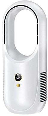 Ventilador de mesa USB, ventiladores de torre domésticos con 6 velocidades, ventilador vertical sin aspas con pantalla LED, con batería de 4000 mAh, ventilador personal portátil de bajo ruido