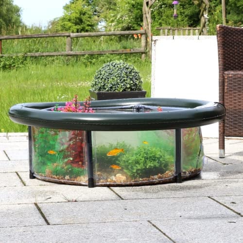 Roamwild Pop-Up-Teich-Garten-Wasserspiel-Teich-Set, erhöhtes Aquarium für Terrasse, mit leicht zu montierender Belüftungspumpe, 700 mm Durchmesser x 270 mm Höhe, Kapazität 105 l