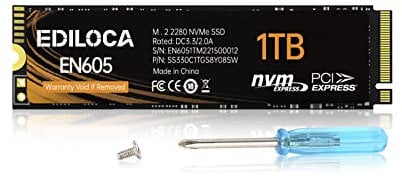 Ediloca EN605 1TB M.2 SSD, NVMe1.3 PCIe Gen3 x4 SSD Unità a stato solido interne, M.2 2280 - Velocità di lettura/scrittura fino a 2150/1850 MB/s - SSD interno compatibile con laptop e PC desktop