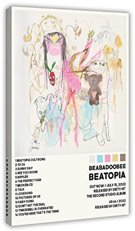 Beabadoobee Poster Beatopia Tracklist Album Poster Leinwand Poster Schlafzimmer Dekor Sport Landschaft Büro Raum Dekor Geschenk Rahmen Stil 60 x 90 cm