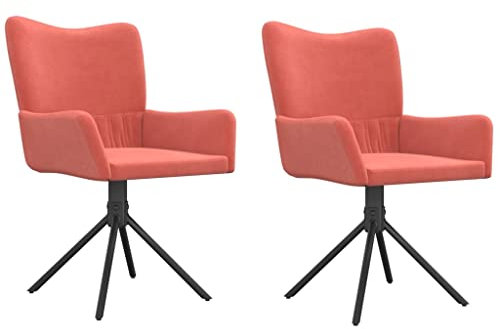 vidaXL Esszimmerstühle 2 STK., Esszimmerstuhl Drehbar, Essstuhl Küchenstuhl mit Armlehnen, Drehstuhl Stuhl Sessel Esszimmer Küche, Rosa Samt