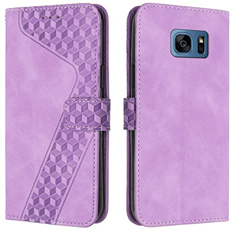 OKZone Kompatibel mit Samsung Galaxy S7 Hülle, Handyhülle Samsung S7, PU Leder Tasche Wallet Schutzhülle Galaxy S7, Flip Cover Klappbar Brieftasche Etui mit Magnet Kartenfach TPU Lederhülle (Violett)