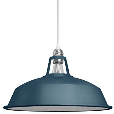 creative cables - Lampenschirm Harbour aus lackiertem Metall mit E27 Anschluss und einem Durchmesser von 38 cm - BPAM09 - Petrolblau