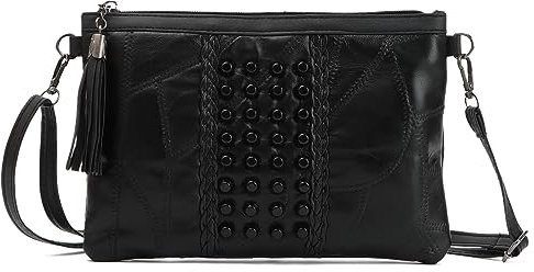 Syrads Umhängetaschen für Damen Handgelenkschlaufe Clutch Reise-Abendhandtaschen mit Schulter-Handschlaufe,Schwarz B