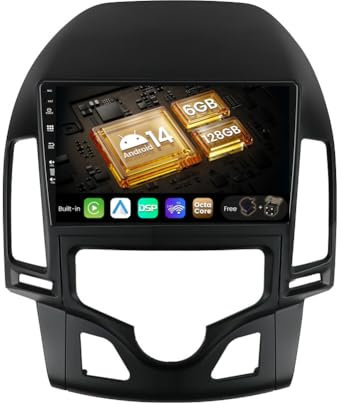 SXAUTO - 6G+128G - Android 14 IPS Autoradio para Hyundai-H I30 (2004-2007) - Inalámbrica CarPlay/Android Auto/DSP - LED Cámara + Mic - Dab 360-CAM Volante Fast-Boot WiFi - 9 Pulgada 2 DIN