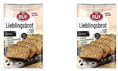 RUF Lieblingsbrot Protein, Brot-Backmischung, Brotmischung, Brotteig-Mischung, proteinreiches Brot, glutenfrei, ohne Mehl & Hefe, 1 x 500g (Packung mit 2)