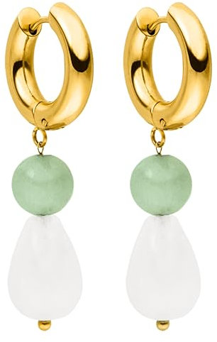 PURELEI® Clear Quartz Ohrringe (Gold) – Damenohrringe aus langlebigem Edelstahl – Wasserfeste Ohrringe Damen – 44,5 mm Länge – Modeschmuck für deinen individuellen Look