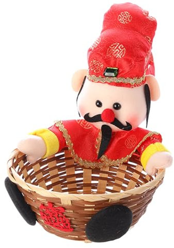 FASSME Shelf Baskets, God of Wealth Fruit Baskets, Fortune Doll Snack Baskets, Candy Snack Baskets, Holiday Supplies Table Ornaments