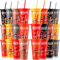 Mifoci Feuerwehrbecher mit Deckel und Strohhalmen, 680 ml, Feuerwehrauto, wiederverwendbar, mit Deckel und Strohhalmen, bunt, Eiskaffee, Reisebecher, Kaltgetränkebecher für Partys, Geburtstage, 24