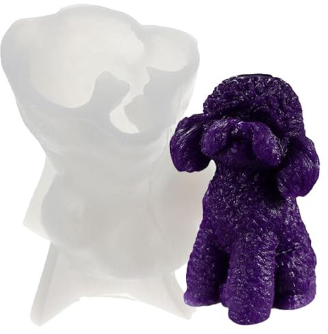 YYlingx 3D Dog Shape Candle Mould, Teddy Puppy Design Silicone Mould for Soap, Cake Decorating, Chocolate
