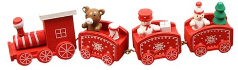 Harilla Desktop-Zug-Ornament, Holz-Weihnachtszug-Spielzeug, Basteln, Tischdekoration, Weihnachts-Holzzug-Ornament für Hochzeit, Schreibtisch, Zuhause