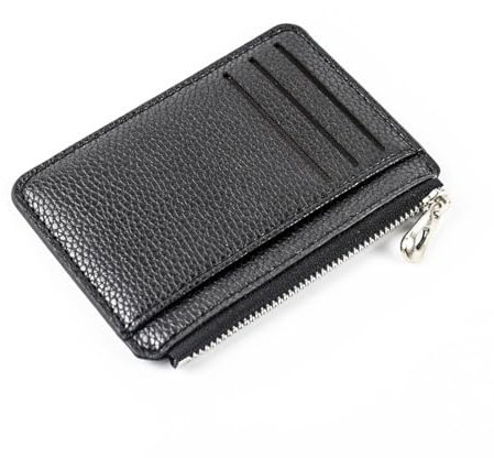 VZUHSW 1pcs Schlankes Mini-Portmonee für Damen und Herren - Geldbörse mit Münzfach - Kartenetui für Kreditkarten - Schwarz - Praktischer Klein-Kartenhalter