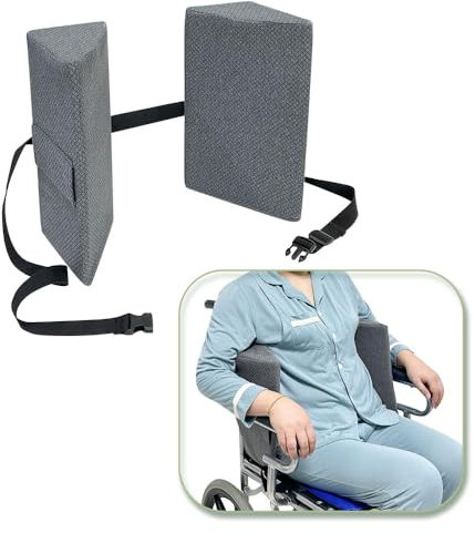 NEPPT Soporte lateral para silla de ruedas, cojín de apoyo lateral para silla de ruedas, cojín de espuma de cuña contorneado, acolchado lateral para personas mayores, mejor postura con correa