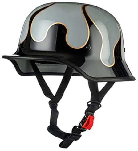 Mezzo Casco Moto Jet Retrò Stile Tedesco Casco Scodella ECE Omologato Caschi Demi Caschi Cromwell Con Fibbia A Sgancio Rapido Scooter Casco Da Motociclista Per Uomo Donna 9,M:57-58CM