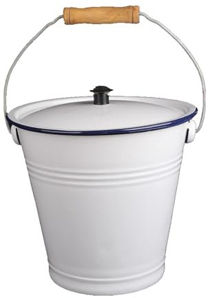 Folpus Emaille-Eimer mit Deckel, 3 Liter Eimer, Metall-Wassereimer, Mehrzweck-Eiskübel für die Lagerung von Wasser, Öl, Reis