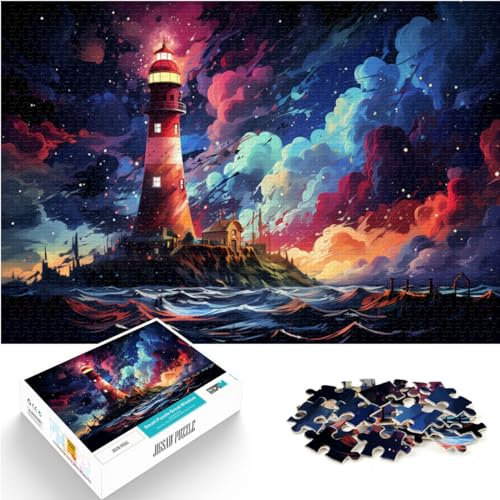 1000-teiliges Puzzlespiel, Leuchtturm am Meer, für Erwachsene und Kinder ab 12 Jahren, Holzpuzzle, Lernspiel, Größe: 50 x 75 cm