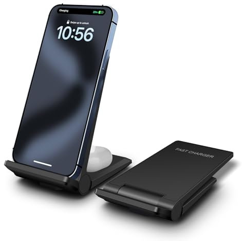 Wireless Charger for Galaxy iPhone Pixel,2 IN 1 Fast Wireless Charging Stand for iPhone 16 Pro 15 pro max/airpodspro,Samsung Galaxy S23 S22 Note 20/Galaxy buds 3 Pro,Pixel 9 8 7 Pro/PixelBuds