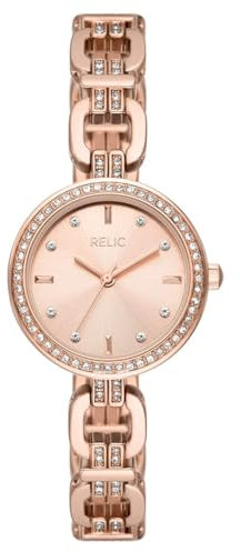 RELIC Orologio Analogico al Quarzo Donna con Cinturino in Lega di Acciaio ZR34650, 30 mm, Tono oro rosa