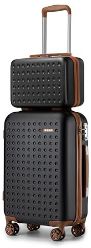 KONO Handgepäck Koffer Set mit Kosmetikkoffer Reisegepäck-Sets Beautycase Koffer Trolleys 100% ABS Reisekoffer Hartschalenkoffer Rollkoffer TSA-Schloss