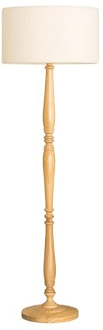 ValueLights | Natural Wood Candlestick Floor Lamp with Cream Boucle Drum Shade Living Room Hallway Light | Floor Lamps, Home Décor & Improvement Essential
