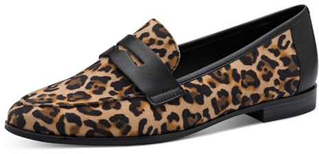 Marco Tozzi Damen Slipper aus Leder Spitz, Braun (Leo Cognac), 41 EU