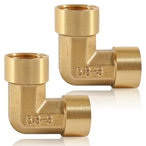2 Stück Messing Winkel 90°, 1/4 IG/IG, 1/4 Zoll Messing Bogen 90 Grad | 90 Grad MessingGewindefitting, 1/4 Zoll Innengewinde Rohrwinkel Bogen Adapter, DN8 MessingRohrwinkel für Bewässerungsanlagen