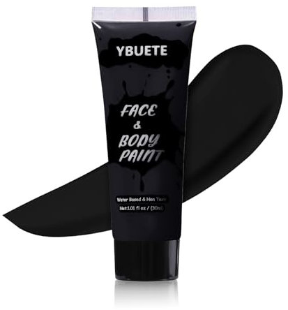 YBUETE Black Face Body Paint, Professional Paint for Halloween Cosplay Costume Party, Full-coverage Multi-Color Cream Makeup Blendable Body Painting for Adults Halloween Cosplay SFX Makeup Paint
