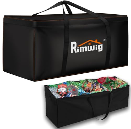 Rimwig Garden Furniture Cushion Storage Bag, Waterproof, Anti-UV, Heavy Duty Rip Proof 420D Oxford Fabric Christmas Tree Storage Bag with Handle (125x40x55cm)