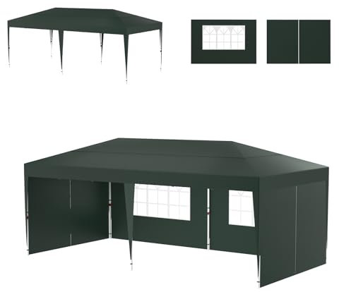 Froadp Carpa plegable para exteriores, 3 x 6, con 6 paredes laterales, resistente al agua y protección UV, tienda de jardín de altura ajustable, carpa plegable para fiestas y eventos, con bolsa de