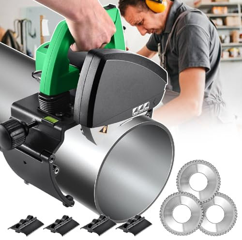 agreilduite Coupe-Tubes Automatique 2900 TR/Min avec 3 Lames en Acier Inoxydable, Coupe-Tubes électrique - Diamètres de Coupe 15-400 mm, avec 5 Vitesses, pour Acier/cuivre/PVC,220