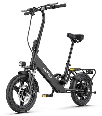 FREEJOYER HillMiles E Bike Klapprad,14 Zoll E Bike Herren & Damen 250W Motor & 65 km Reichweite, LED Display 5 Stufen Assistenzmodus Elektrofahrrad für die Stadt, Mile 1(schwarz)