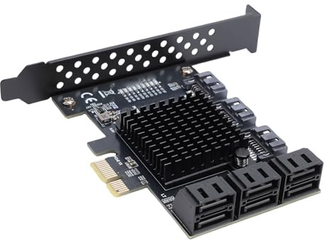 Sxhlseller Scheda di Espansione PCIE 1X a 9 Porte, Adattatore PCIE a 9 SATA3.0 6Gbps, Supporto Hot Swap e Soft RAID, Controller SATA PCI Express 1X, 4X, 8X, 16X per Sistemi