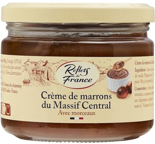 FRANCE - Crème de Marrons avec Morceaux REFLETS DE | Savoureuse onctuosité | Idéale pour le petit déjeuner | le pot de 325g | LOT DE 3