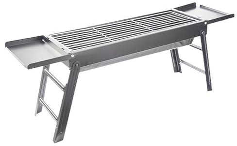 Portable Charcoal Grill With Side Table,Barbecue Grill Portable BBQ Charcoal Grill Smoker Grill Foldable Tabletop BBQ Grill For Outdoor Cooking, Camping, Picnics & Travel(Gray)
