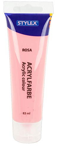 Stylex 28699 - Acrylfarbe auf Wasserbasis, 83 ml Tube in rosa, matt, hohe Deck- und Farbkraft, lichtbeständig, schnelltrocknend und wasserfest