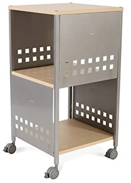 Rocada | Bürowagen mit Rollen | Rollcontainer mit 2 Regale | Multifunktions-Trolley, für Catering, Lagerung, audiovisuelle Präsentationen, 45x86x45 cm - Buche