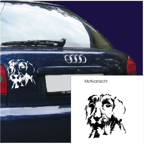blattwerk-design KFZ-Aufkleber, Rauhaardackel, Hund, Größe 215 mm x 210 mm, weiß
