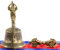 BUDDHAFIGUREN Glocke 13 cm hoch Ghanta mit Dorje und Hülle aus Brokat